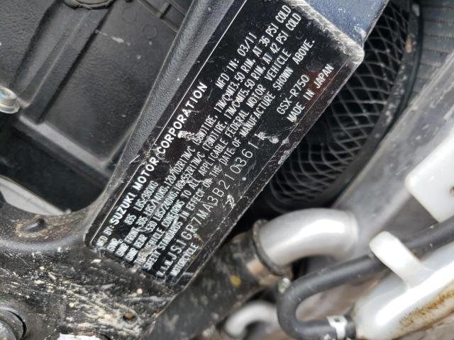2011 SUZUKI GSX750 - JS1GR7MA3B2103611