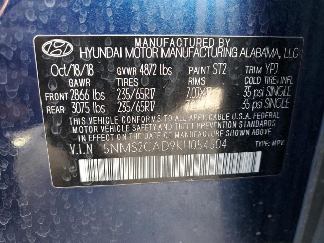 5NMS2CAD9KH054504 Hyundai Santa Fe Se