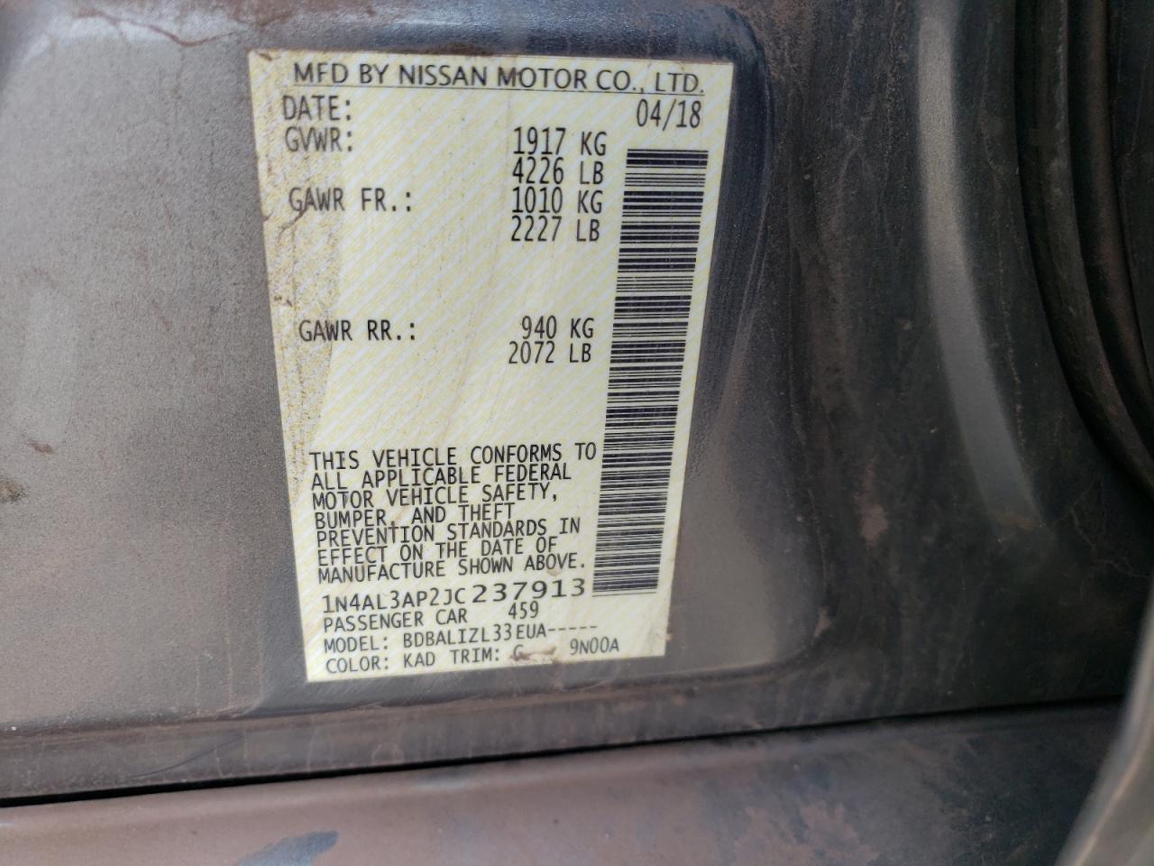 1N4AL3AP2JC237913 NISSAN ALTIMA 2018