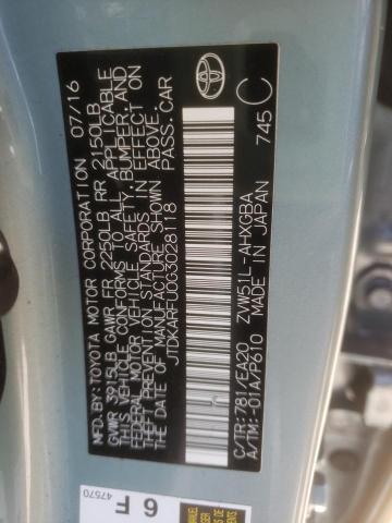 JTDKARFU0G3028118 Toyota PRIUS
