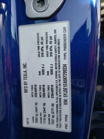 5YJ3E1EA5KF299334 Tesla MODEL 3