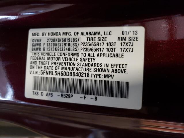 VIN 5FNRL5H60DB040218 2013 HONDA ODYSSEY no.13