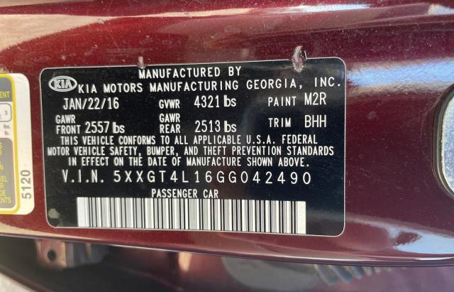 5XXGT4L16GG042490 KIA Optima Lx