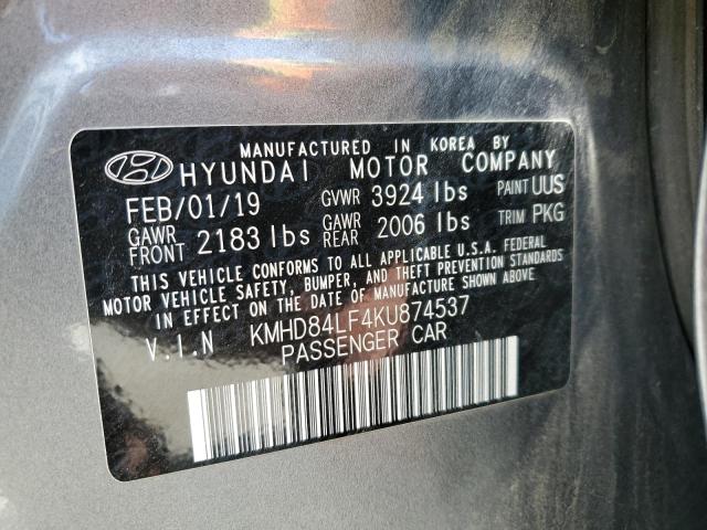 KMHD84LF4KU874537 Hyundai ELANTRA SEL