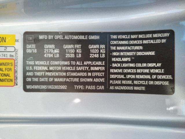 W04WH3N51KG302992 Buick Cascada Premium