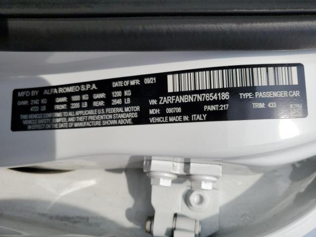 2022 ALFA ROMEO GIULIA SUP ZARFANBN7N7654186