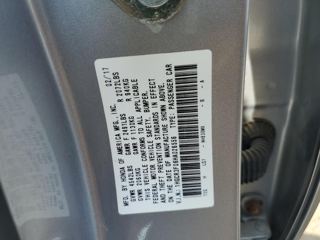 1HGCR3F06HA026556 HONDA ACCORD 2017