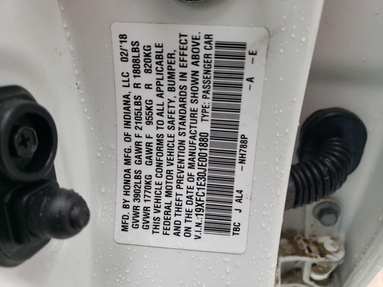 19XFC1E30JE001880 HONDA CIVIC 2018