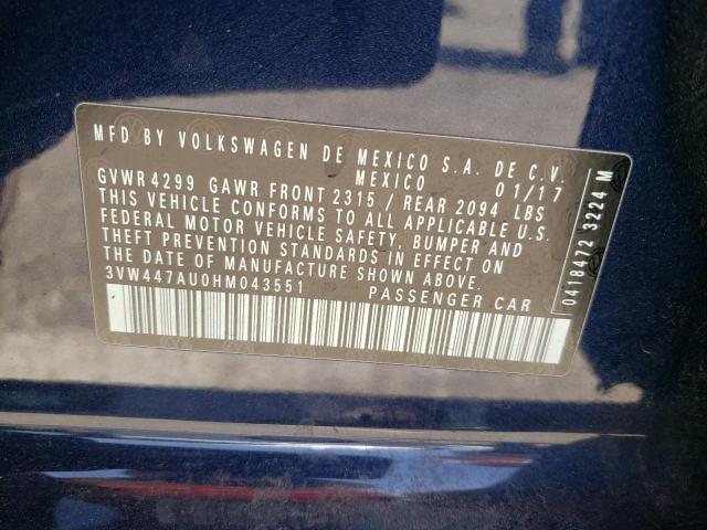 2017 VOLKSWAGEN GTI S/SE - 3VW447AU0HM043551