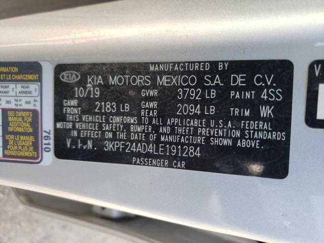 3KPF24AD4LE191284 KIA FORTE FE