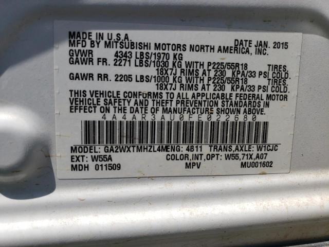 4A4AR3AU0FE022680 Mitsubishi Outlander Sport Es