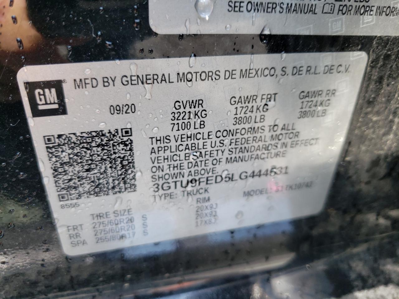 3GTU9FED5LG444531 2020 GMC Sierra K1500 Denali