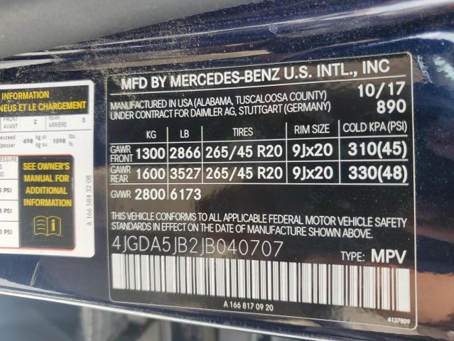 4JGDA5JB2JB040707 Mercedes-Benz GLE 350