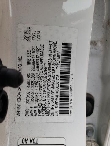 2016 HONDA CR-V SE - 5J6RM4H40GL081708