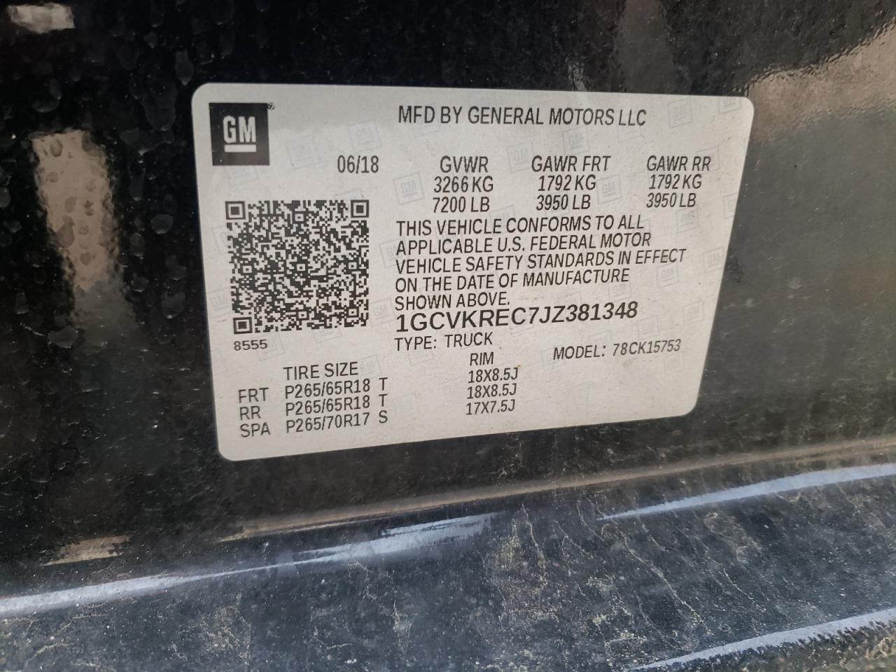 1GCVKREC7JZ381348 CHEVROLET ALL Models 2018