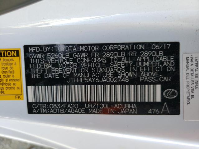 2018 LEXUS LC 500 JTHHP5AY6JA002748