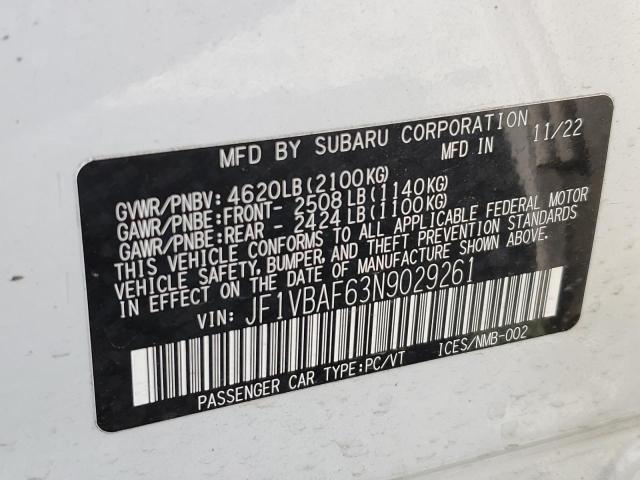 JF1VBAF63N9029261 Subaru Wrx Premium