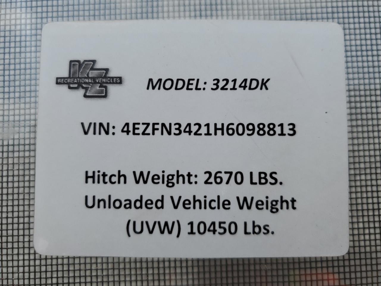4EZFN3421H6098813 KZ KZRV TRAIL 2017