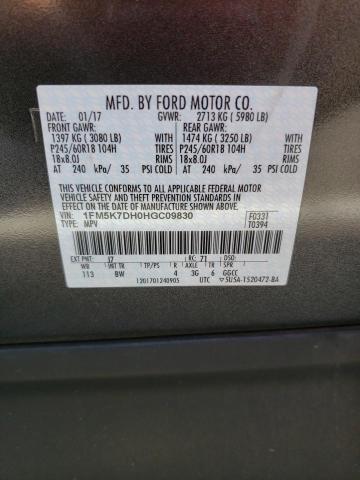 1FM5K7DH0HGC09830 Ford EXPLORER XLT