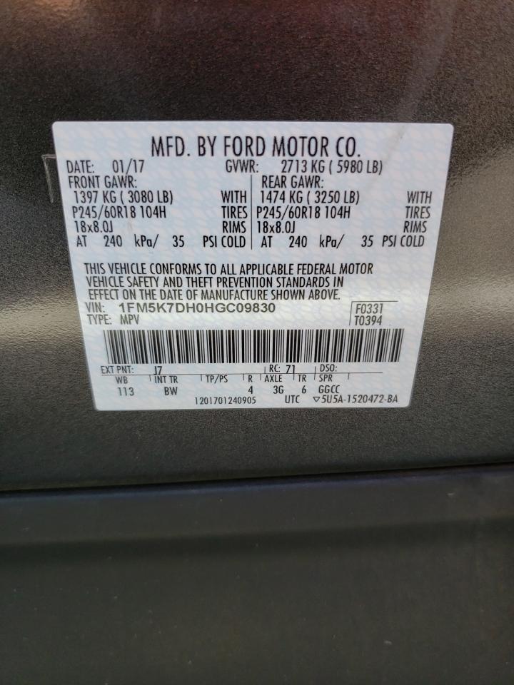 1FM5K7DH0HGC09830 FORD EXPLORER 2017
