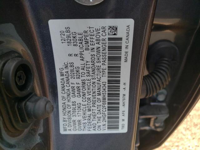 2HGFC2F68MH534343 Honda Civic Lx
