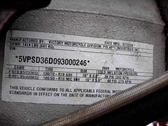 2009 VICTORY MOTORCYCLES VISION TOU 5VPSD36D093000246