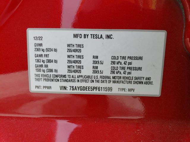 7SAYGDEE5PF611599 Tesla Model Y
