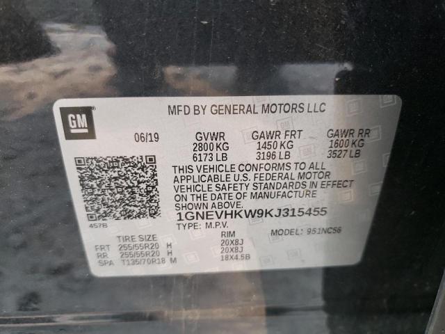 1GNEVHKW9KJ315455 CHEVROLET TRAVERSE 2019