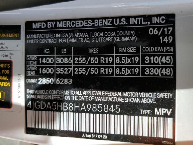 4JGDA5HB8HA985845 Mercedes-Benz Gle 350 4matic