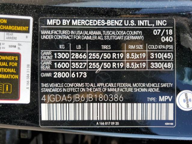 4JGDA5JB6JB180386 2018 MERCEDES-BENZ GLE-CLASS, photo no. 14