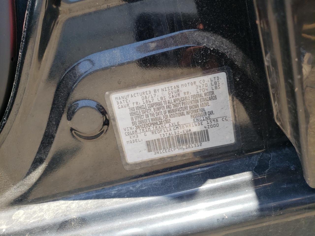 3N1CE2CP9HL381352 NISSAN VERSA 2017
