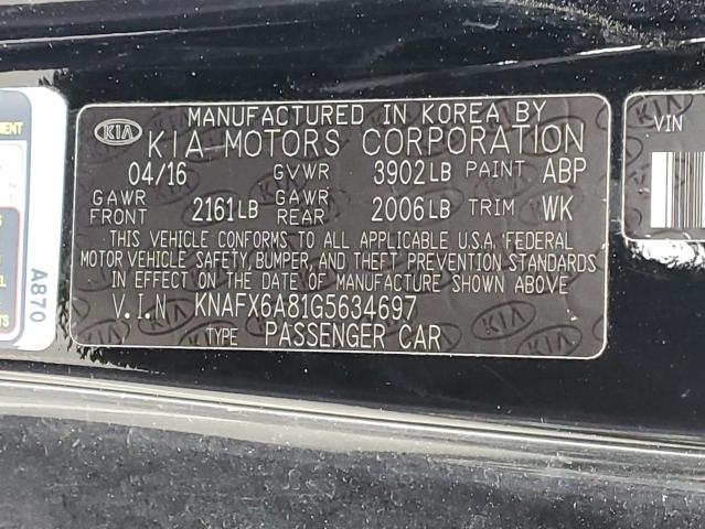 KNAFX6A81G5634697 KIA FORTE EX