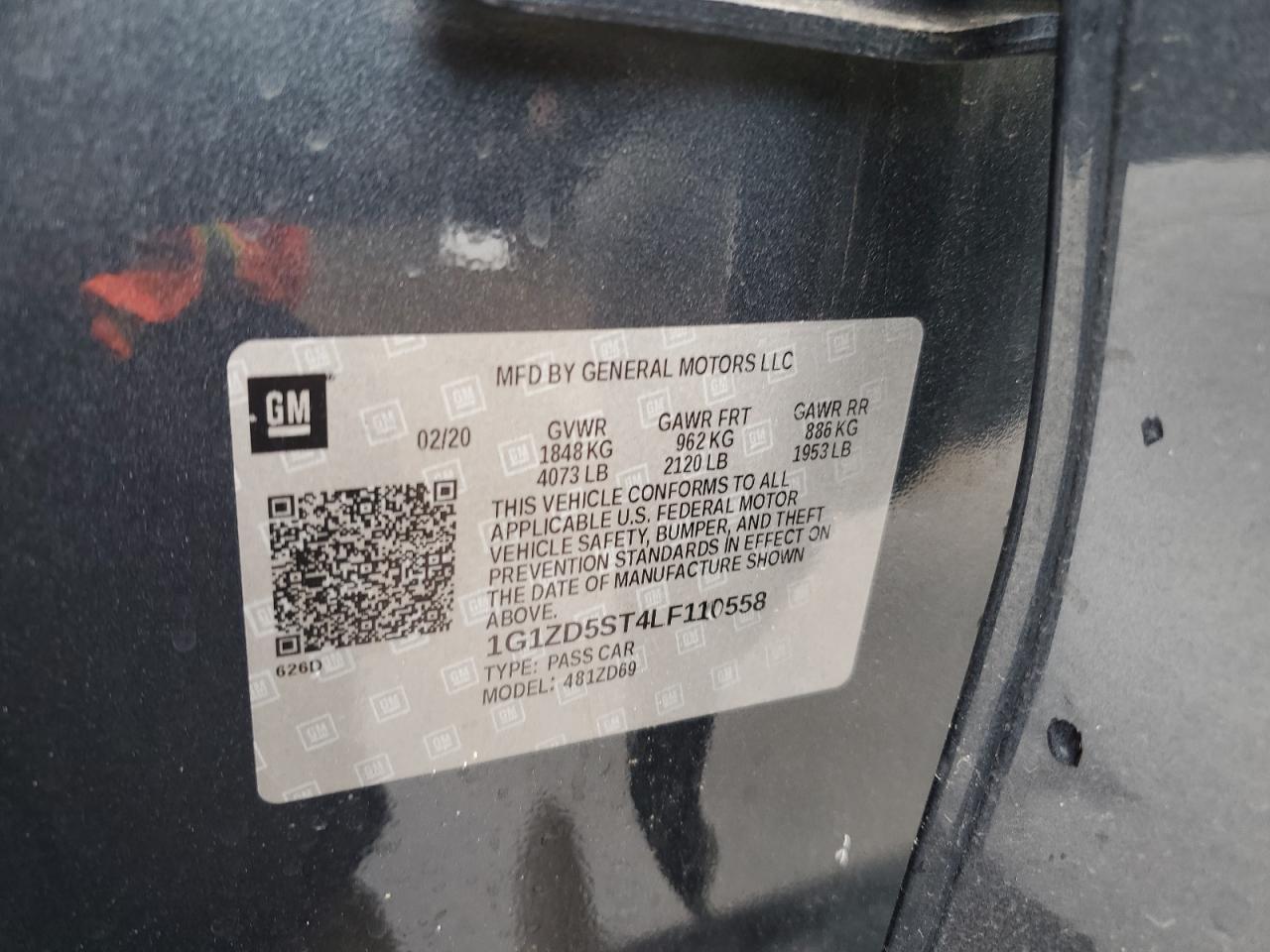 1G1ZD5ST4LF110558 CHEVROLET MALIBU 2020
