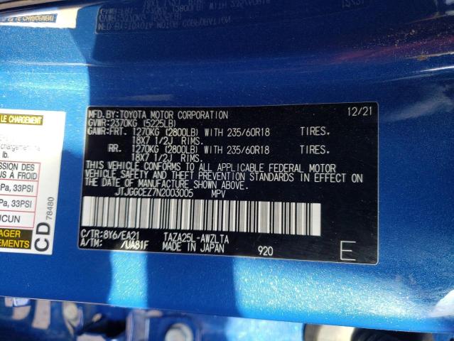 2022 LEXUS NX 350 JTJGGCEZ7N2003005