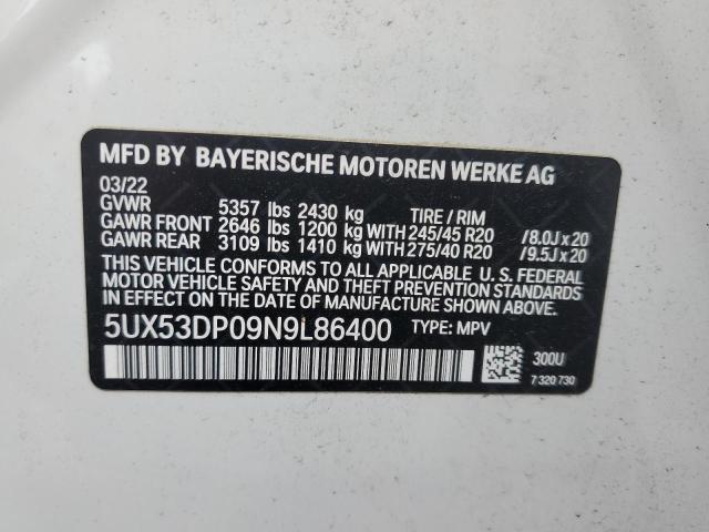 5UX53DP09N9L86400 BMW X3 Xdrive30i
