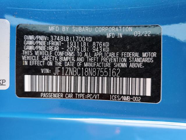 2022 TOYOTA GR 86 JF1ZNBC18N8755162