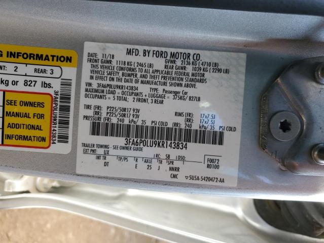 3FA6P0LU9KR143834 2019 FORD FUSION, photo no. 13