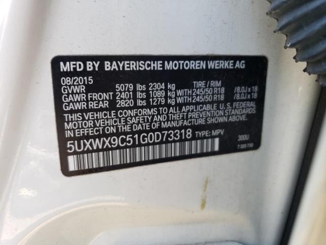 2016 BMW X3 XDRIVE 5UXWX9C51G0D73318