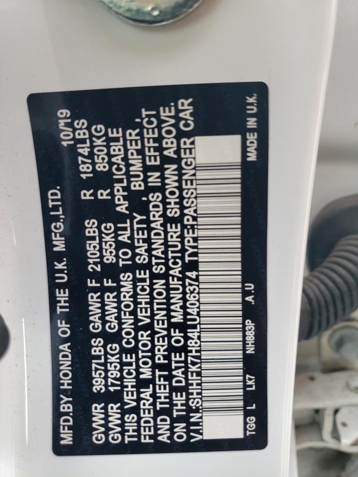 SHHFK7H84LU406374 HONDA CIVIC 2020