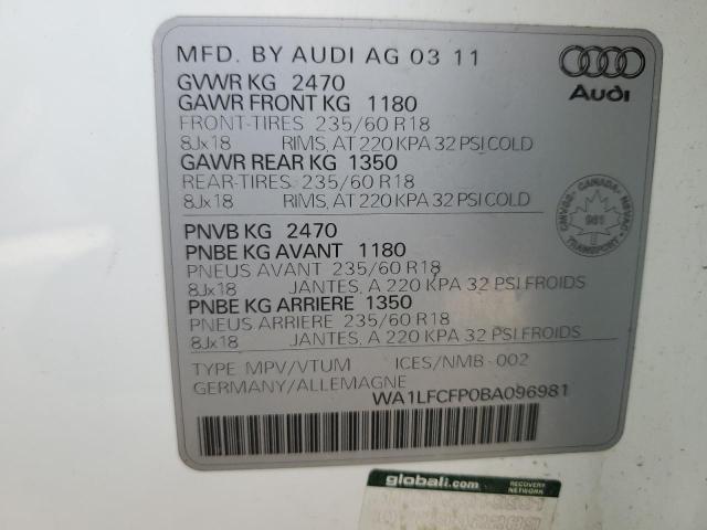 WA1LFCFP0BA096981 2011 AUDI Q5, photo no. 13