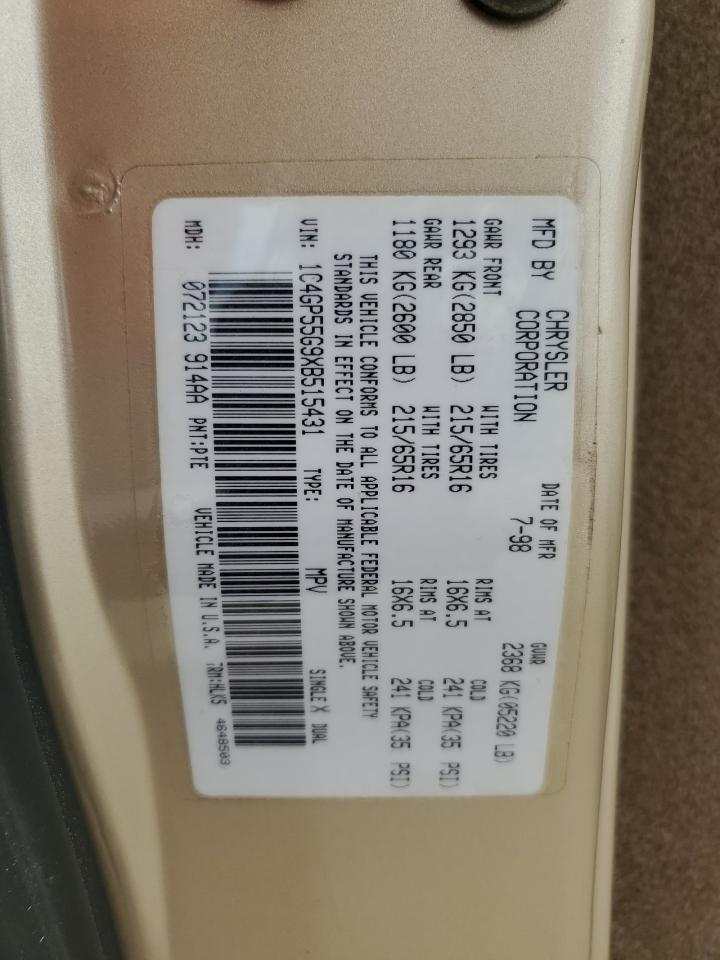 1c4gp55g9xb515431 1C4GP55G9XB515431 1999 Chrysler Town & Country Sx