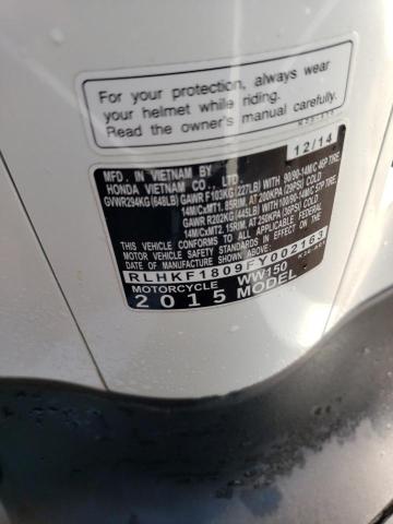2015 HONDA PCX 150 RLHKF1809FY002163
