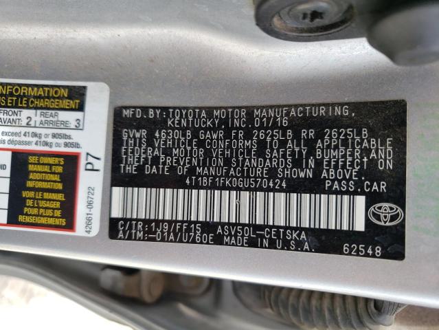 2016 TOYOTA CAMRY LE/S - 4T1BF1FK0GU570424