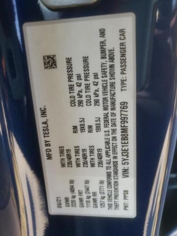 5YJ3E1EB8MF997769 Tesla MODEL 3