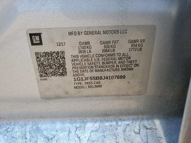 2018 CHEVROLET SONIC PREM - 1G1JF5SB8J4107699