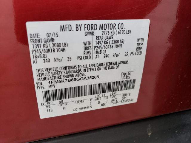 1FM5K7B89GGA35208 Ford EXPLORER