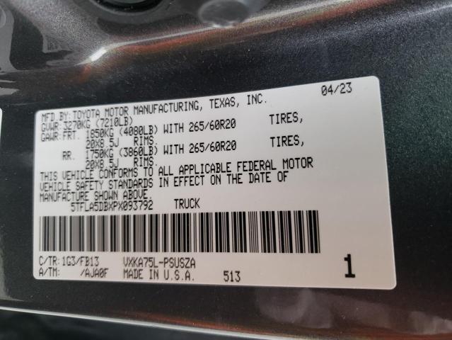 5TFLA5DBXPX093792 Toyota Tundra Crewmax Sr