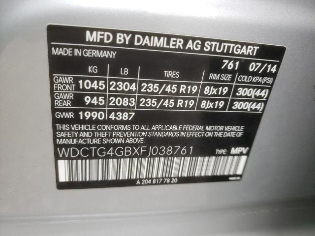 WDCTG4GBXFJ038761 Mercedes-Benz Gla 250 4matic