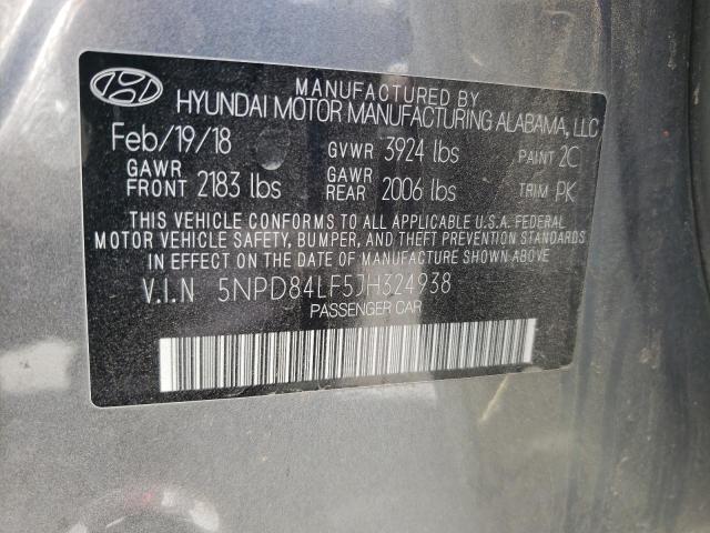 5NPD84LF5JH324938 Hyundai ELANTRA SEL