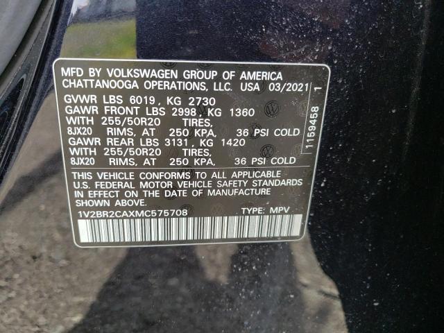 2021 VOLKSWAGEN ATLAS SEL - 1V2BR2CAXMC575708